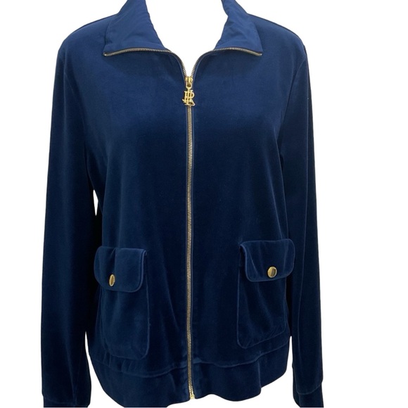 Lauren Ralph Lauren Blue Velour Jacket & Pants Size XL - Picture 2 of 12